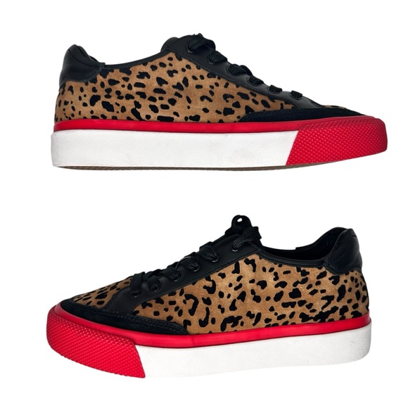 Rag & Bone Army Cheetah Leather Sneakers SZ 37 Shoes Brown Black Red - Picture 2 of 14